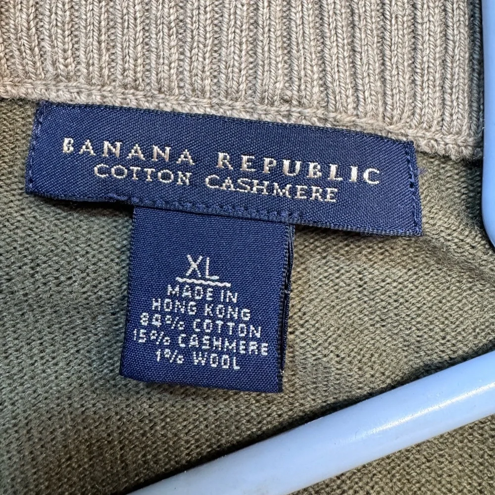 BANANA REPUBLIC Cashmere/Wool/Cotton Full Zip Mock neck Cardigan Taupe SZ XL